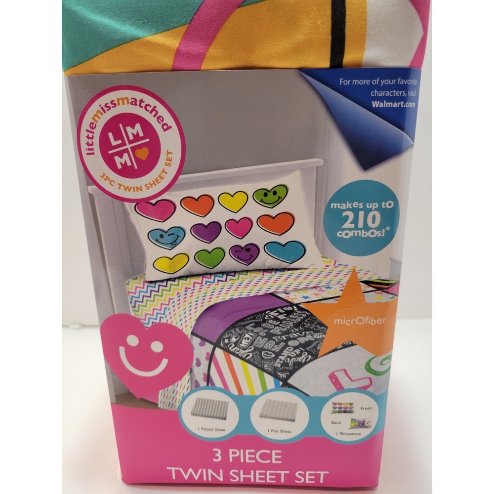 Littlemissmatched 3pc Twin Set, Microfiber, 1 Fitted & flat Sheet 1 Pillowcase